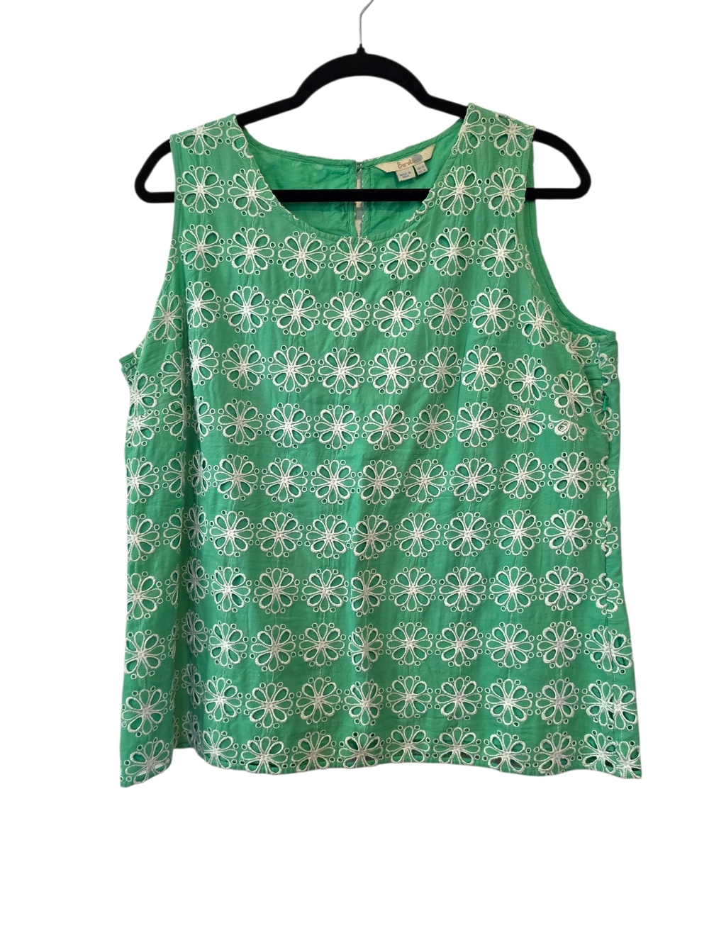 Boden Katie Green Floral Eyelet Lace Sleeveless Top Size 14